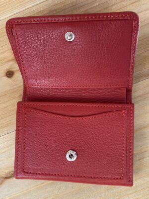 Porte monnaie rectangulaire, rouge, cuir de vachette FuchsiaF9727-13